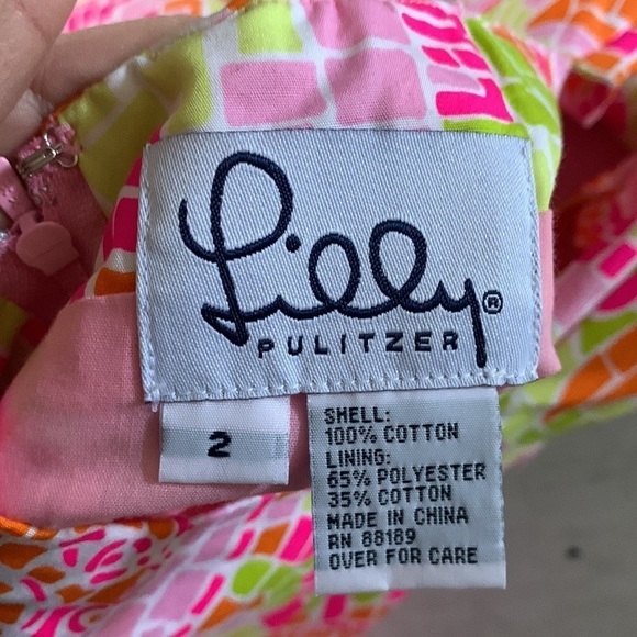 RARE‎ Lilly Pulitzer Mosaic Sun Salute Face Print tie back Cotton Dress Size 2 - Picture 11 of 12
